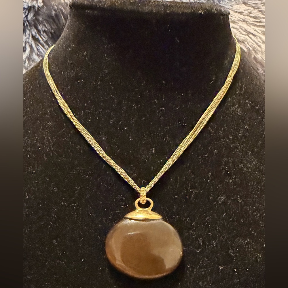 Monet Gold and Brown Pendant Necklace